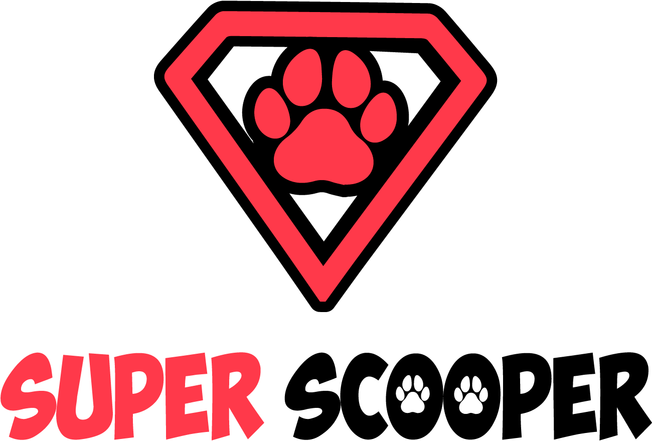 A red and white dog paw print in the shape of a super hero.